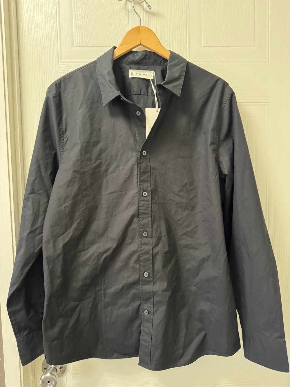 Everlane Men's Black Button-Front Dress Shirt